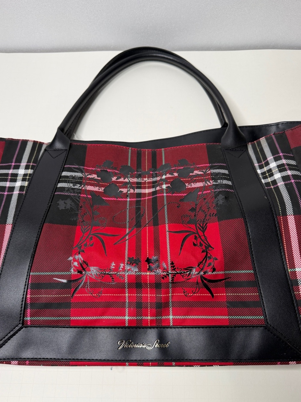 Victoria's Secret Red and Black Plaid Tote